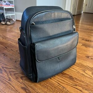 Johnston & Murphy Black Leather Backpack